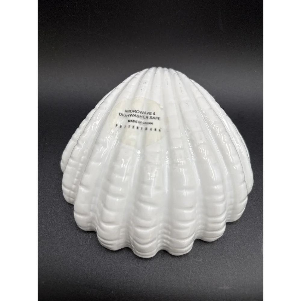Pottery Barn White Clam Scallop Shell Appetizer / Soap Dish Discontinued EUC
